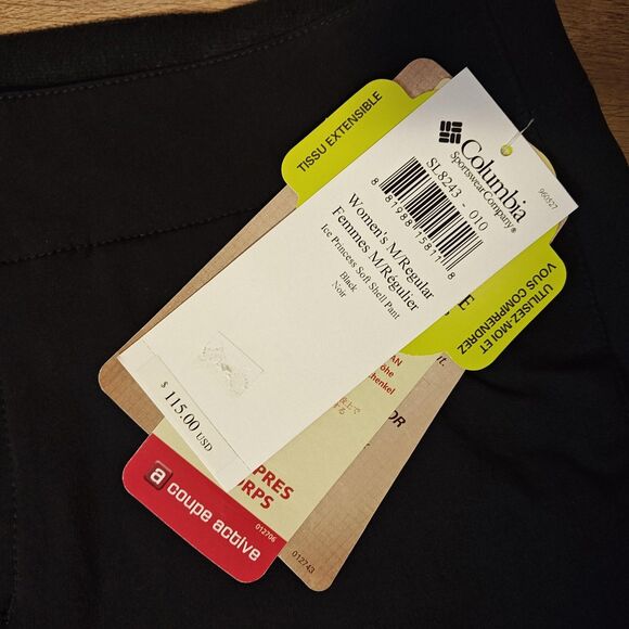 Columbia Softshell Pants Womens Medium Black Water Resistant Stretch SL8243 - Picture 8 of 14